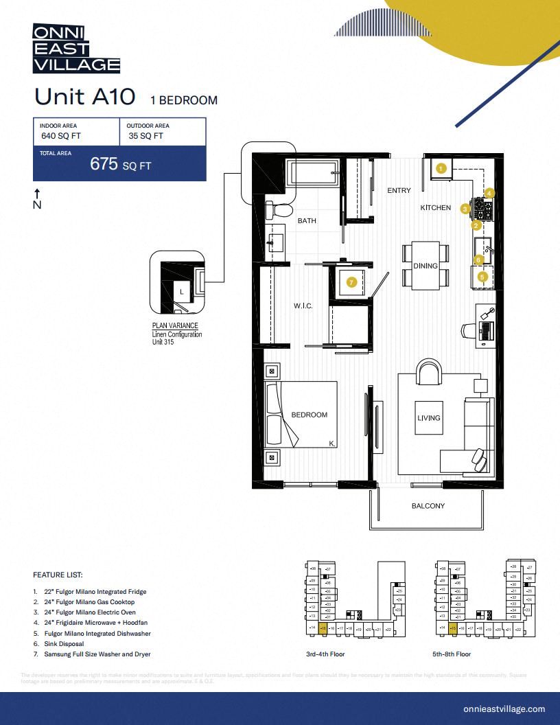 Floor plan for 1 bed, 1 bath, 640 sqft